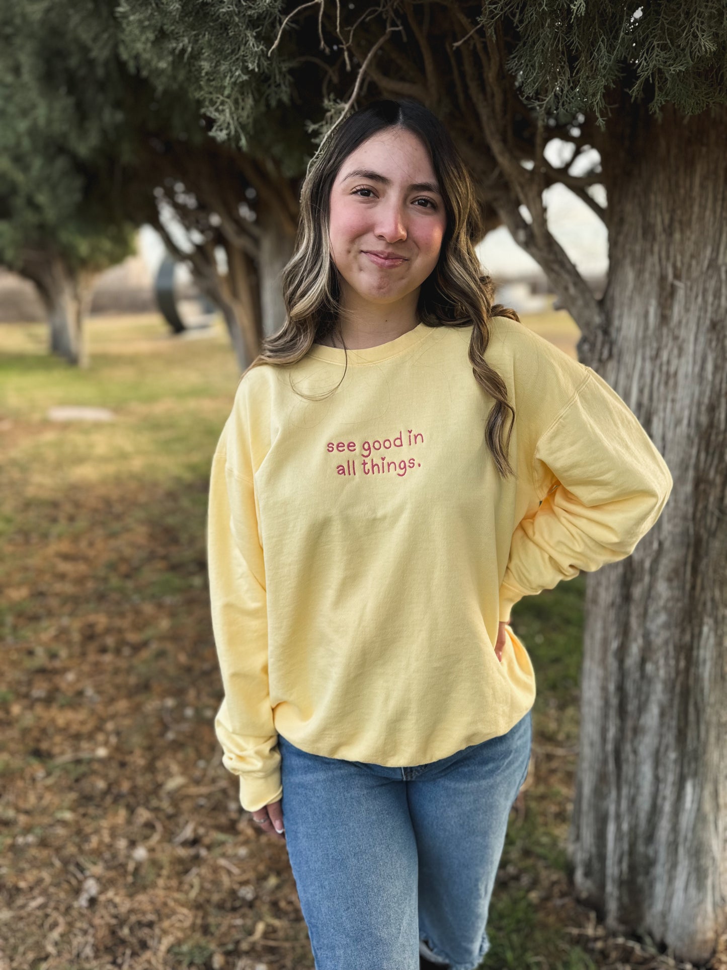 See good in all things comfort colors lightweight sweatshirt