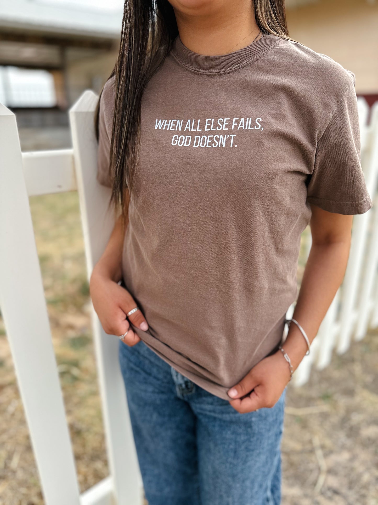 God will not fail tshirt - espresso