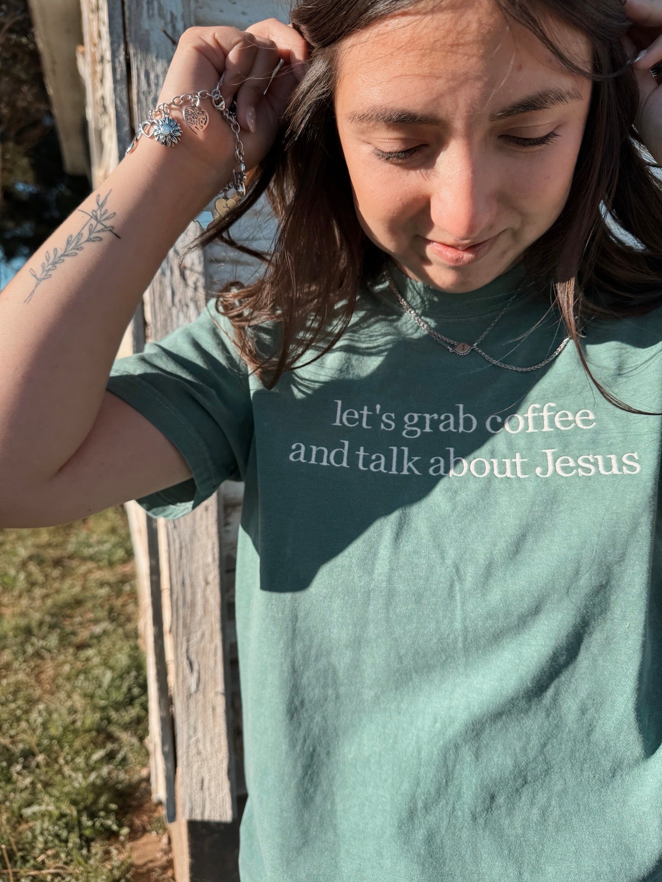 Let’s Grab Coffee & Talk About Jesus | Embroidered Sweatshirt & Tee