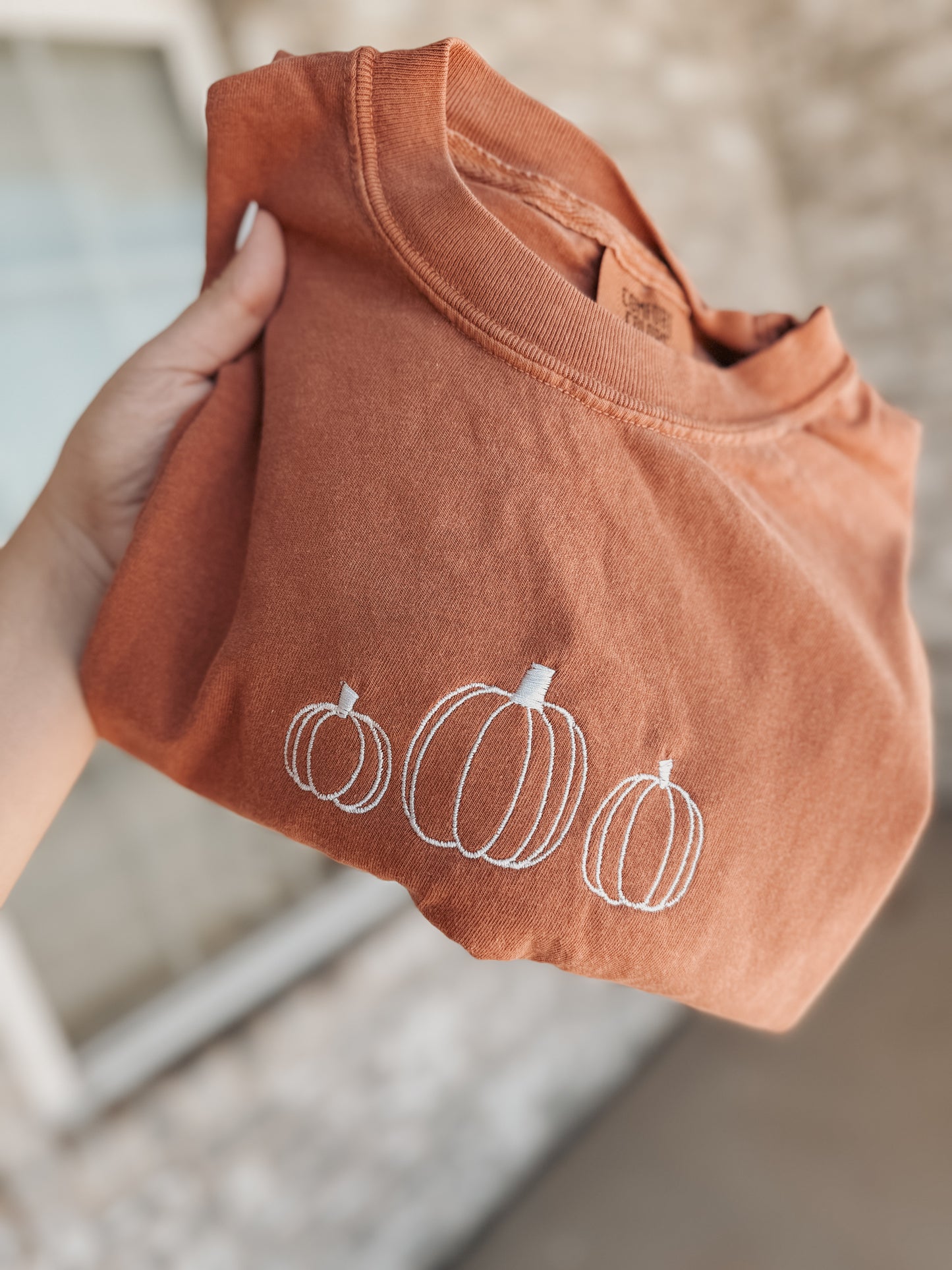 Embroidered pumpkin tee