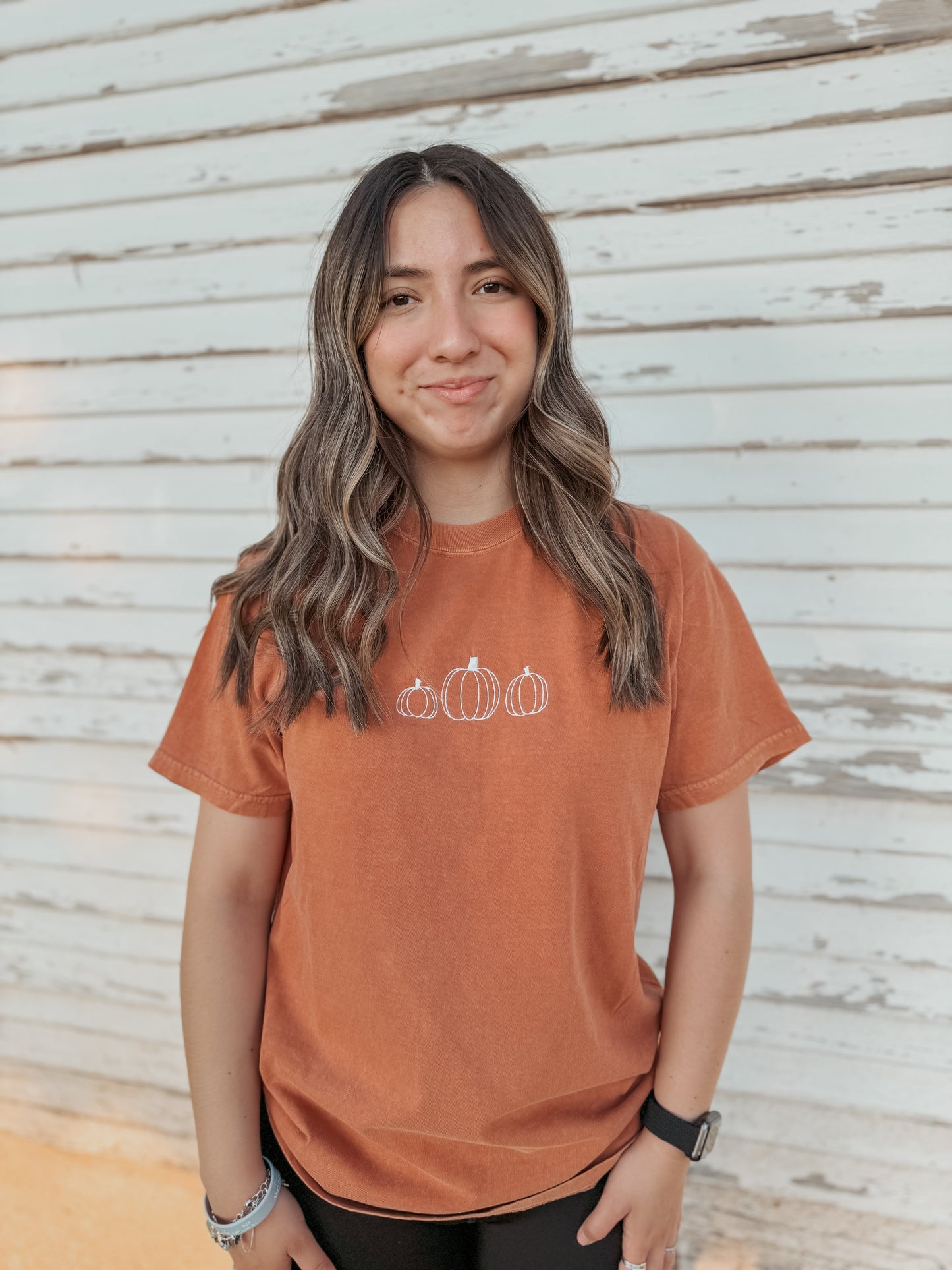 Embroidered pumpkin tee